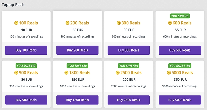 Top up Reals