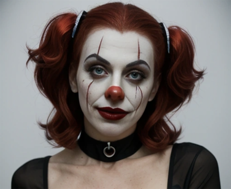 Creepy cam girl clown