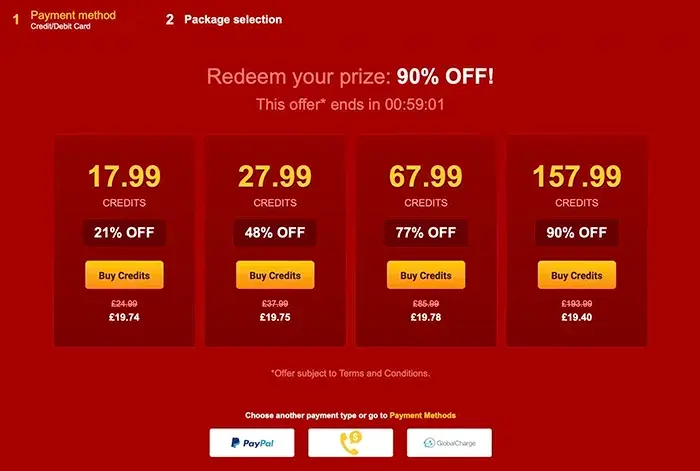 LiveJasmin 90% bonus screen