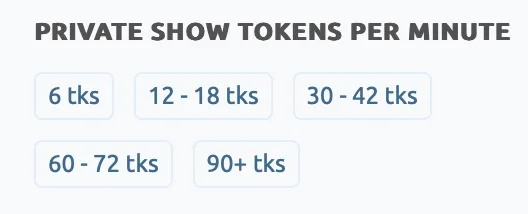 Fichas para shows privados por minuto