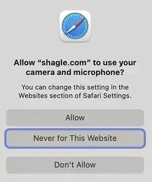Shagle device sharing prompt